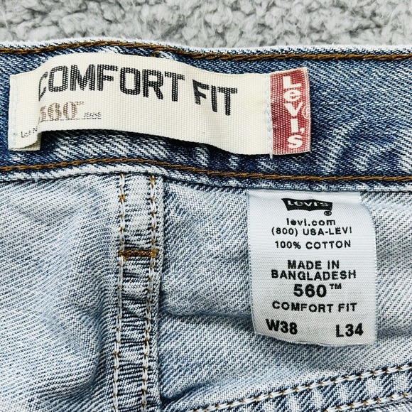 Levi's 560 Blue Jeans‎ Mens 38x32 Comfort Fit Baggy Loose Tapered Leg Distressed - Picture 3 of 9